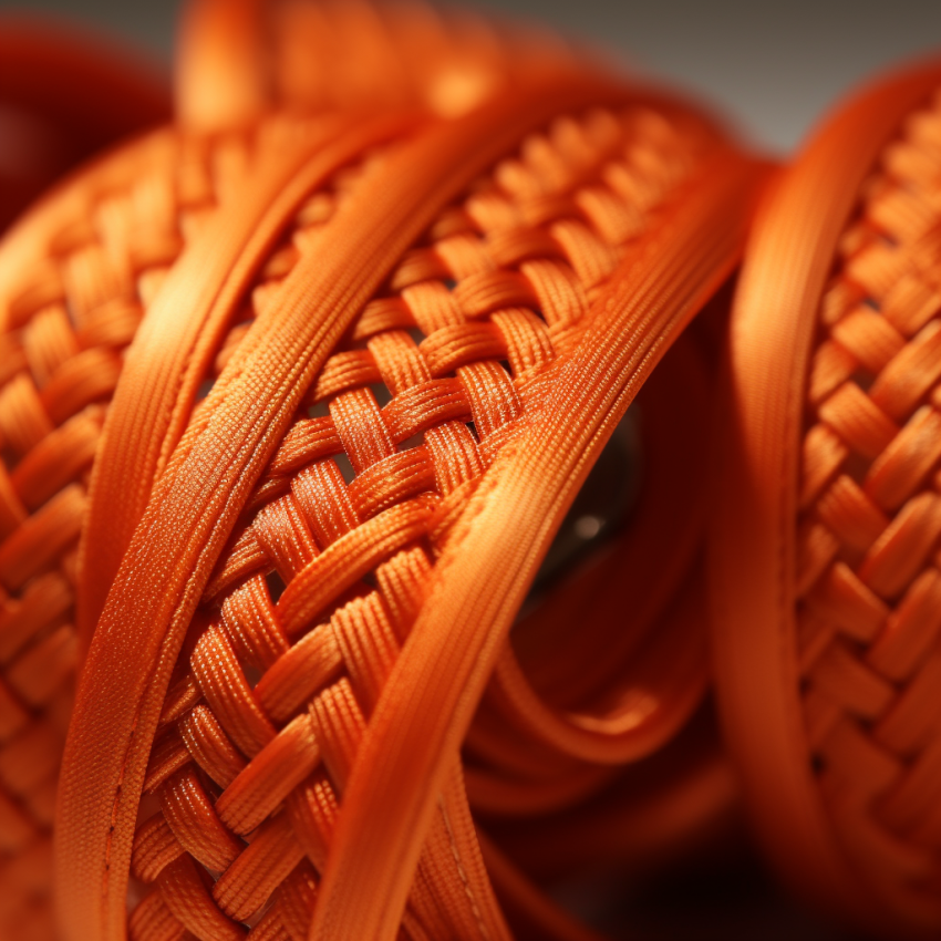 nylon webbing, orange color, close shot