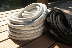 nylon Double-Braid Dock Line white and black