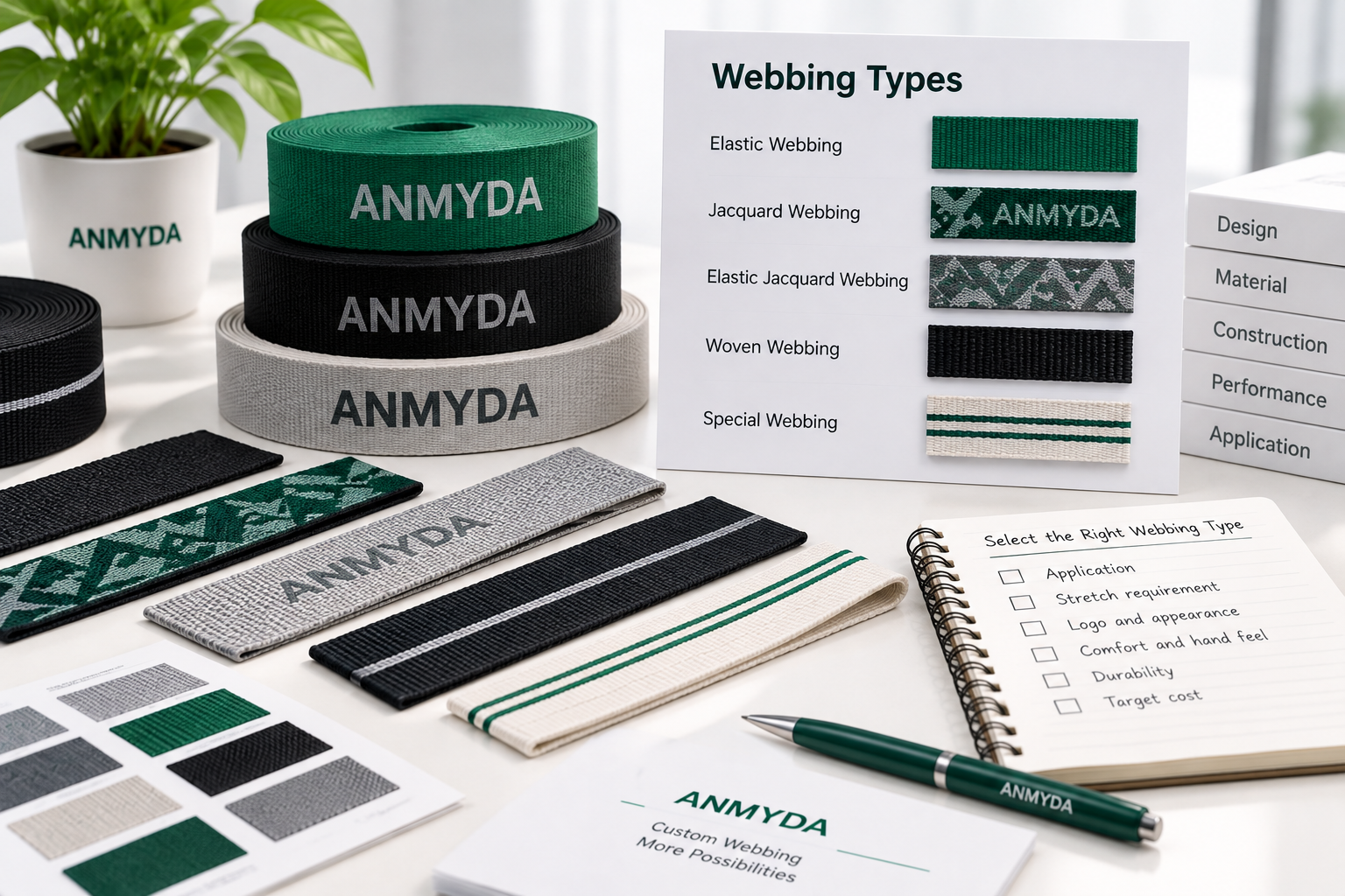 Different custom webbing types compared for product development