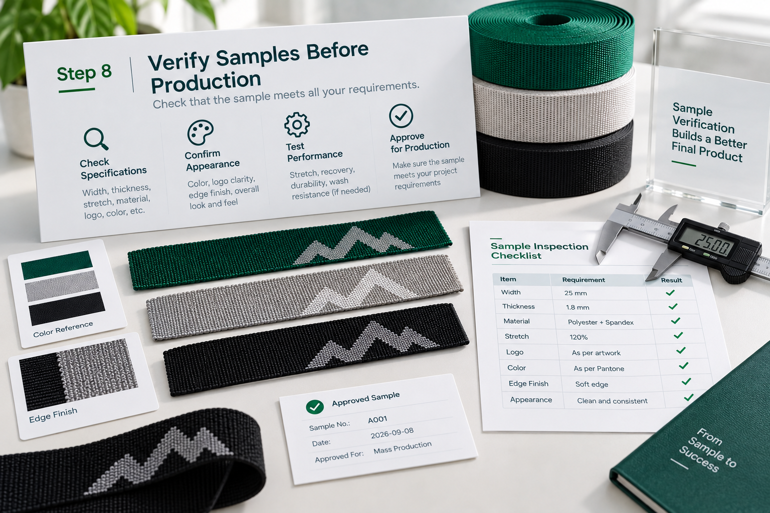 Confirming requirements before making the first custom webbing sample