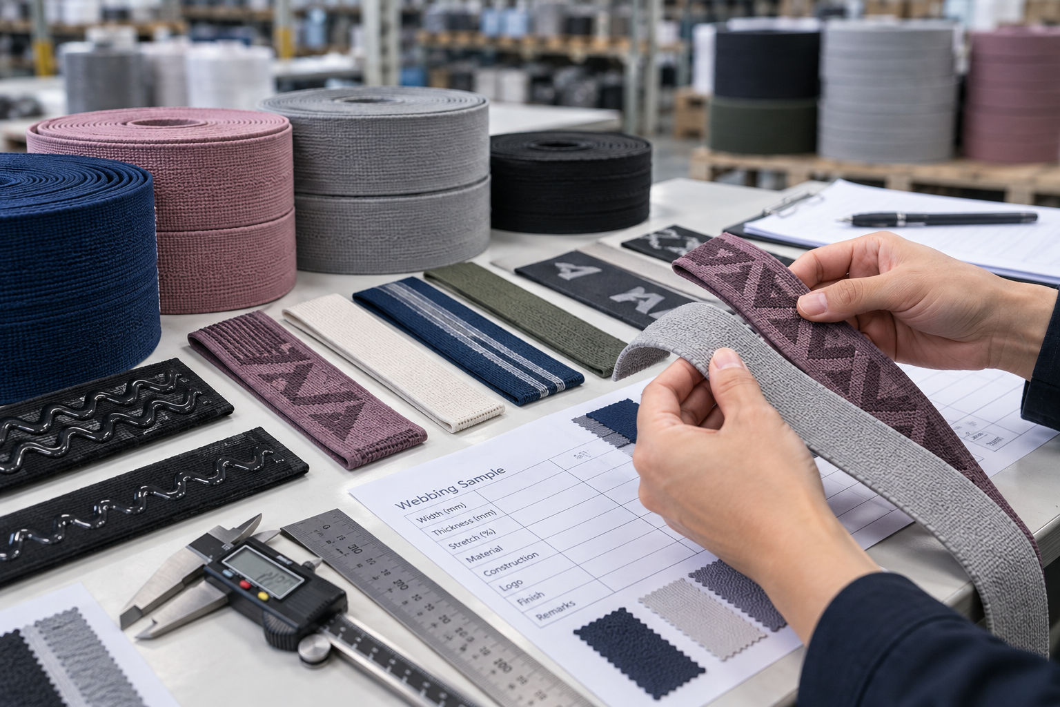 Custom webbing sample review during product development