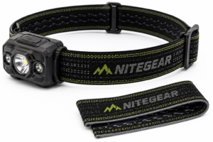 Woven elastic headlamp strap with silicone grip backing