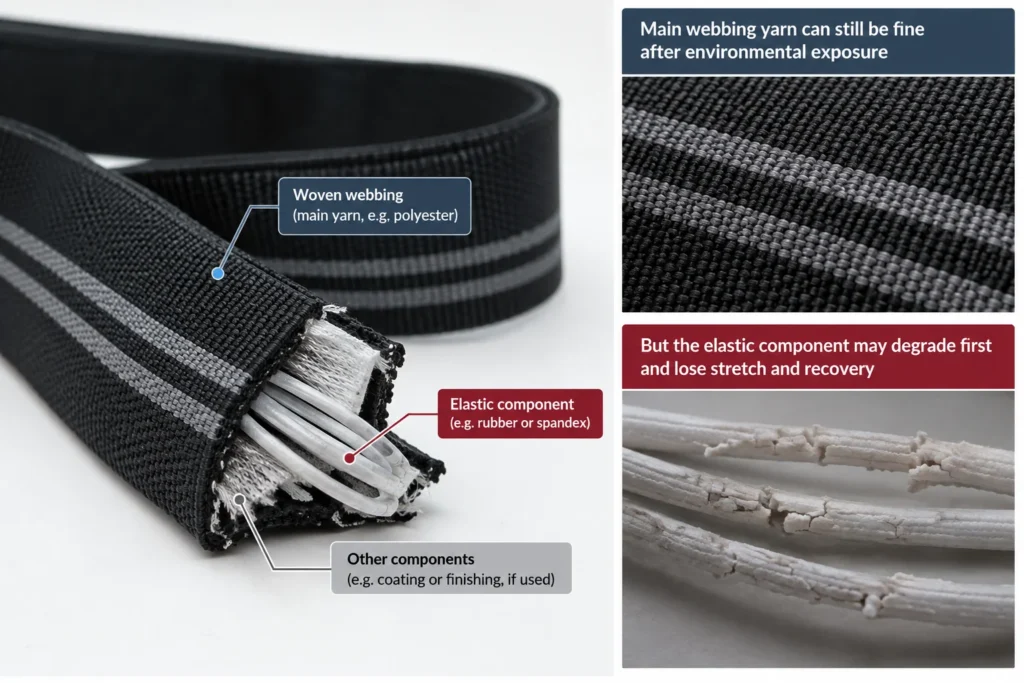 Elastic webbing showing how the weakest component can limit performance in a demanding environment