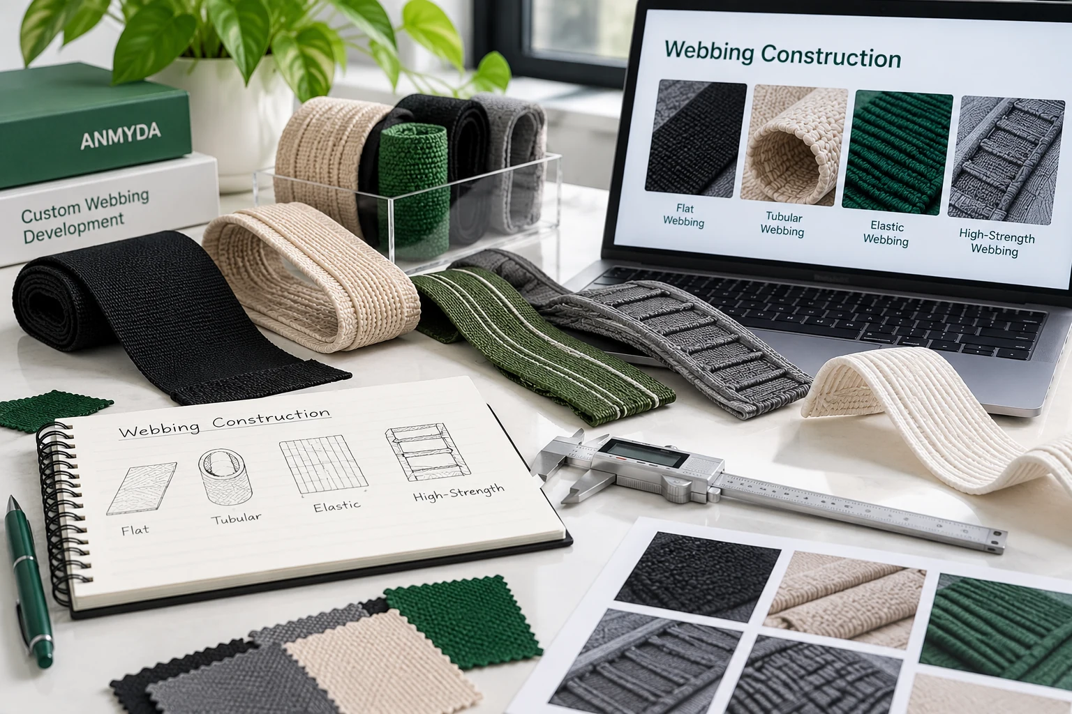 Different webbing constructions compared for custom webbing development