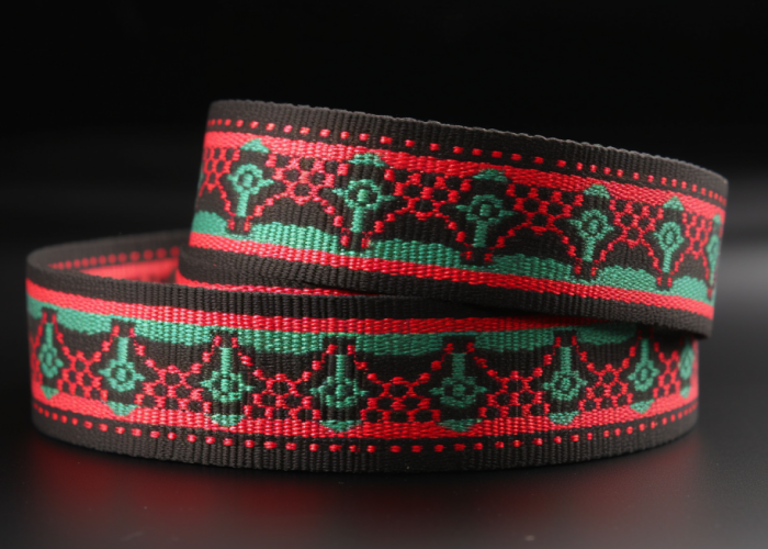 1.5 inch jacquard, black, green, red
