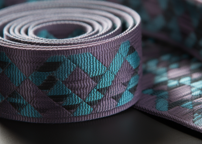 nylon jacquard webbing roll, purple and green