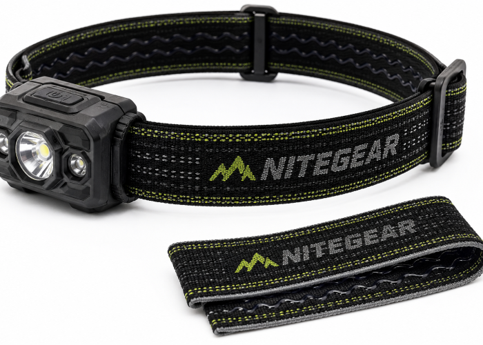 Woven elastic headlamp strap with silicone grip backing