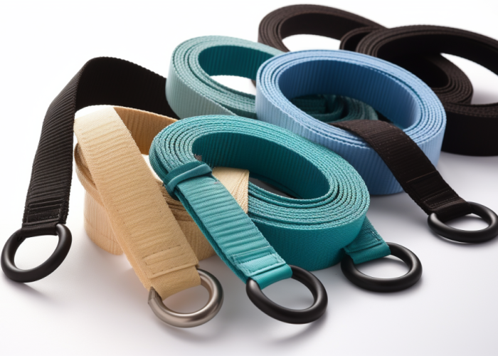 Yoga strap with metal D-ring