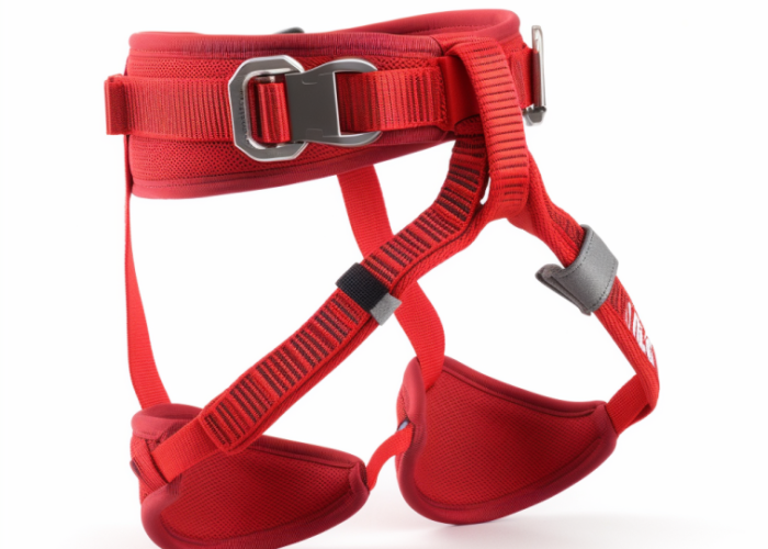 climbing harness. red, nylon climbing harness. red, nylon