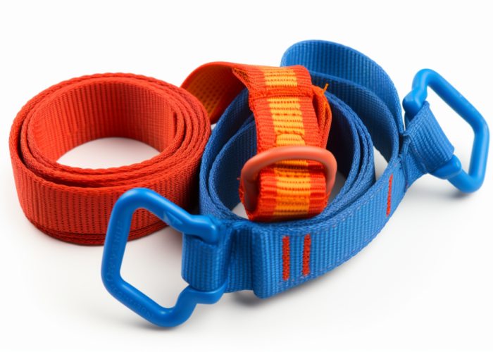 climbing straps, custom design, red, blue