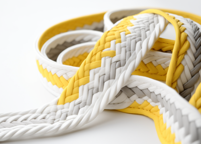 cotton jacquard weaving webbing, yellow and white