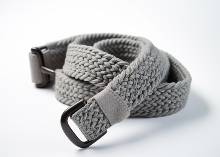 gray knitted cotton strap