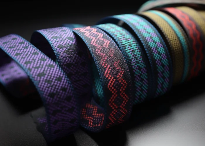 jacquard webbing, polyester, custom pattern