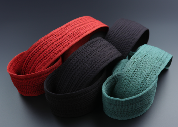 knitted type elastic webbing, red.green. black