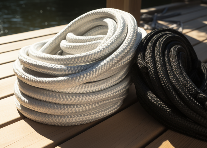 nylon Double-Braid Dock Line white and black