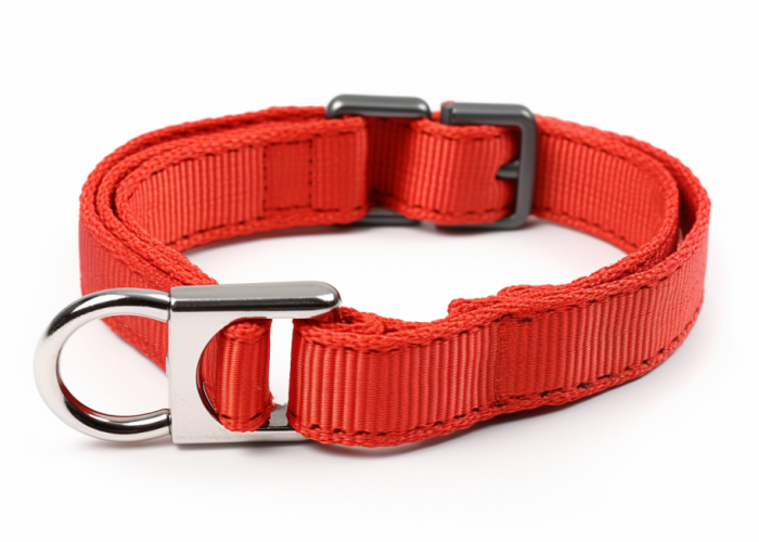 red nylon pet collar set