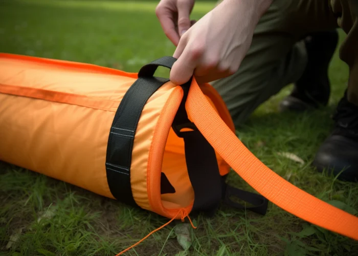 tent strip, orange, polyester